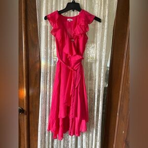 Ella Moss ruffle hi lo wrap dress coral colored girls size 14